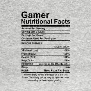 Gamer Nutritional Facts // Black T-Shirt